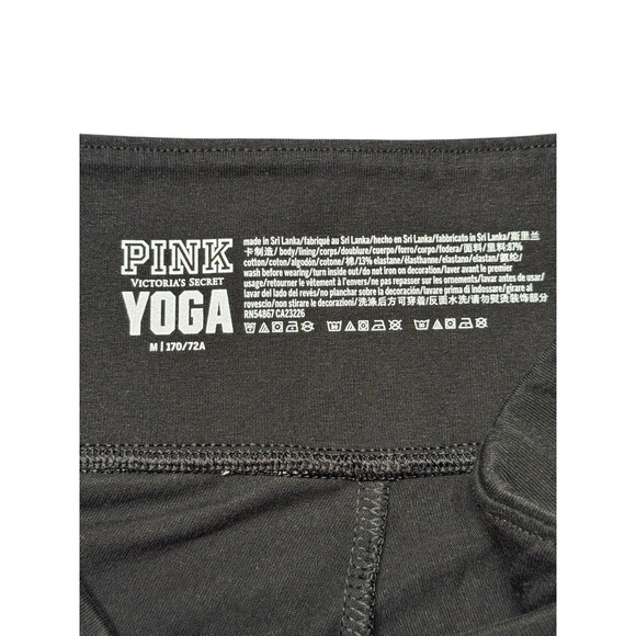 Victoria’s Secret PINK Yoga Leggings Womens M Black Pink Side Stripe Logo Pants - Picture 5 of 9